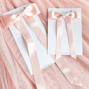 Pale Pink Satin Flower Girl Bow Barrette, 4 of 7