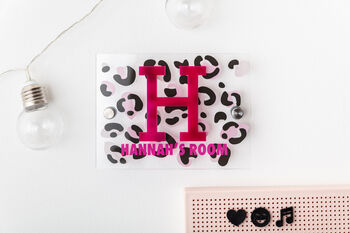 Personalised Leopard Print Bedroom Door Sign, 7 of 7