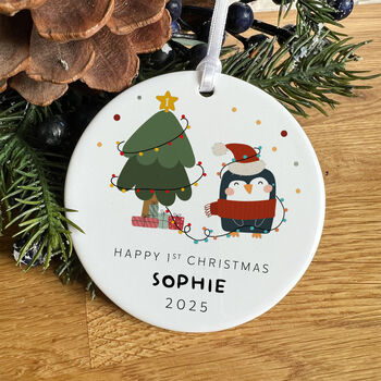 First Christmas Ceramic Ornament Cute Penguin Design, 4 of 7