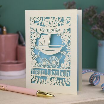 Papercut Vintage Pram Baby Card, 3 of 8