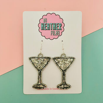 Martini Glass Glitter Earrings *More Colours Available*, 4 of 4