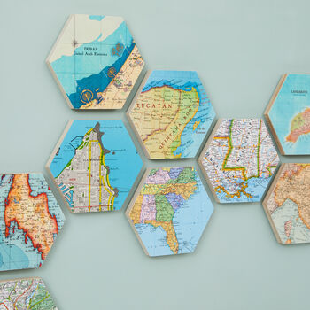Custom Map Location Hexagon Collectible Wall Block Art, 2 of 12