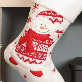 Personalised White Christmas Snowman Stocking, 5 of 6