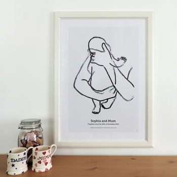 'The Hug' Personalised To Scale New Baby Print, 4 of 4