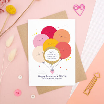 Personalised Anniversary Balloons Scratch Card, 2 of 10