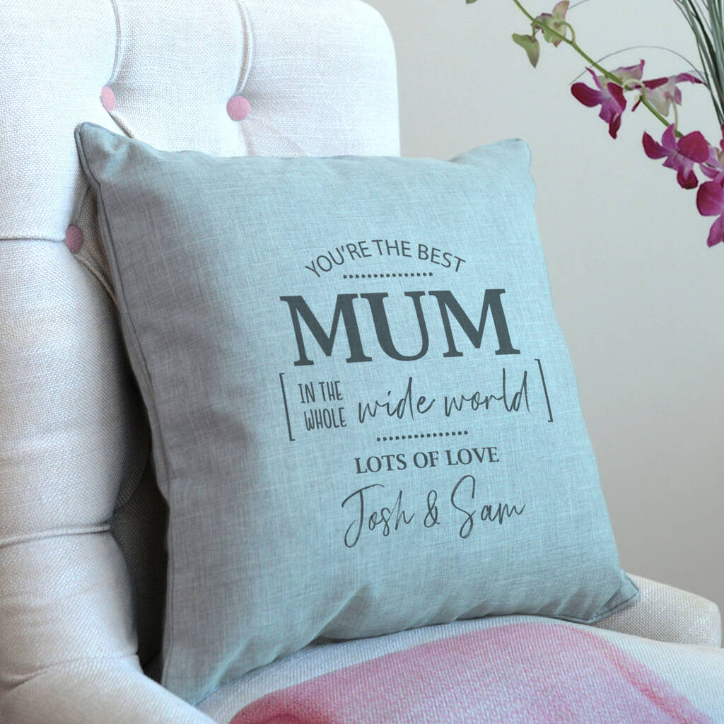 Personalised Best Mum Piped Cushion By Cherry Pete | notonthehighstreet.com