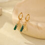 Natural Stone And Leaf Drop Earring In Green And Gold, thumbnail 1 of 2