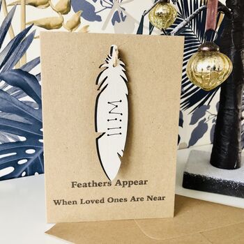 Personalised Remembrance Card Feather Wooden Keepsake, 6 of 6