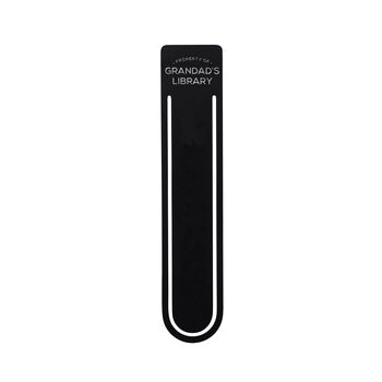Black Metal Bookmark 'Property Of Grandad's Library' | Reading | Book Lover | Book Accessory | Love Reading | Reading Gift, 2 of 2