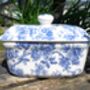 Lidded Butterdish In Blue Peony Design, thumbnail 2 of 9
