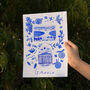 Scenes Of Greece Blue Tile Inspired Travel Print, thumbnail 9 of 12