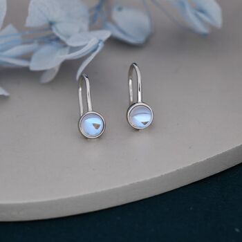 Sterling Silver Simulated Moonstone Drop Earrings, 6 of 12