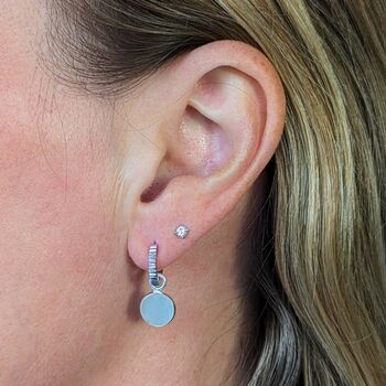 Circle Aquamarine March Birthstone Earrings, Silver, 2 of 5