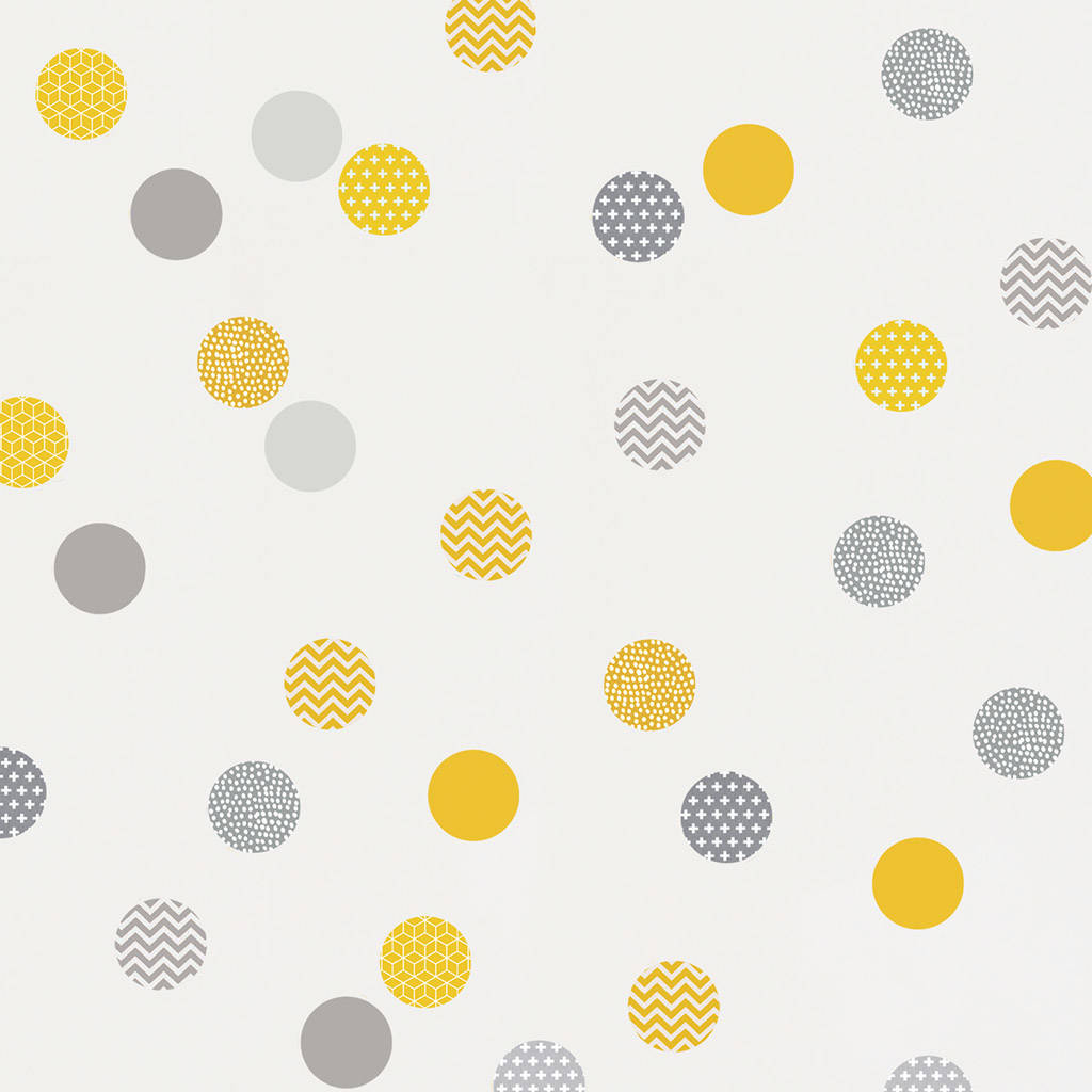 yellow and grey polka dot wall stickers by koko kids