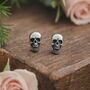 Sterling Silver Skull Stud Earrings, thumbnail 1 of 6