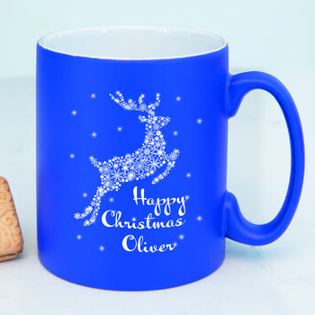 Personalised Red Reindeer Christmas Mug, 4 of 5