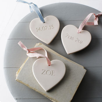 Engraved Ceramic Heart Hanging Decoration, 3 of 6