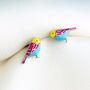 Sterling Silver Colourful Bird Stud Earrings, thumbnail 1 of 9
