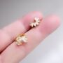 Gold Leaf Cz Cluster Huggie Earrings, thumbnail 1 of 7