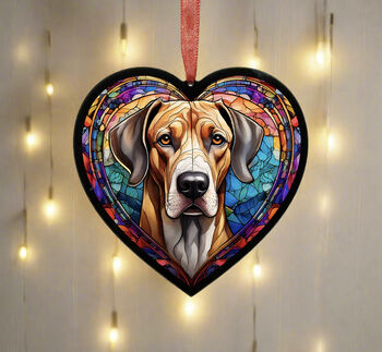 Great Dane Stained Glass Effect Heart Suncatcher, 2 of 5