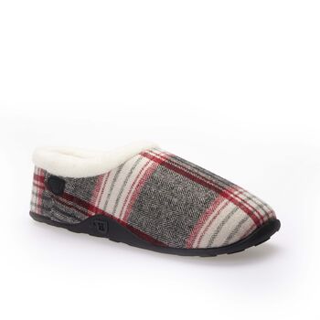 Jack Grey Red Herringbone Mens Slippers/Indoor Shoes, 6 of 8