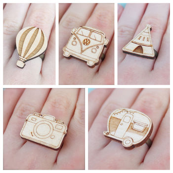 Wooden Travel Theme Rings, 2 of 8