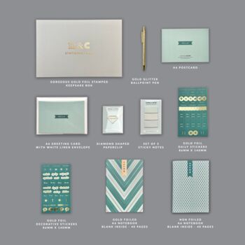 Green And Gold Chevron Stationery Box, 4 of 12