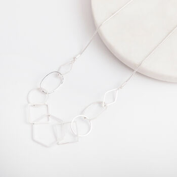 Silver Colour Necklace With Hollow Hexagonal Pendants, 3 of 3