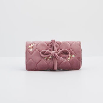 Embroidered Bee Jewellery Roll In Rose Pink, 3 of 7