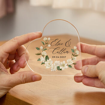 Couple Acrylic Heart Plaque Wedding Keepsake Gift, 3 of 3