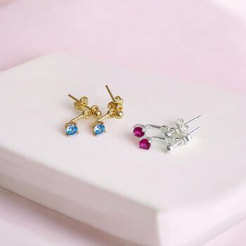 Illusion Birthstone Stud Earrings, 3 of 9