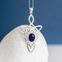 Genuine Amethyst Celtic Knot Necklace In Silver, thumbnail 3 of 12