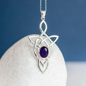 Genuine Amethyst Celtic Knot Necklace In Silver, 3 of 12