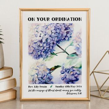 Personalised Ordination Flowers Print Ordination Gift, 3 of 4