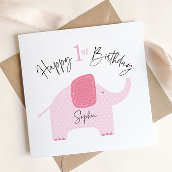 Personalised 1st / 2nd Birthday Card: Pink Or Blue Elephant Design, 3 of 9