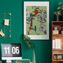 Parrot Floral Green Vintage Style Art Print, thumbnail 2 of 6
