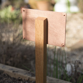 Personalised Solid Copper And Oak Favourite Spot Sign, 3 of 3
