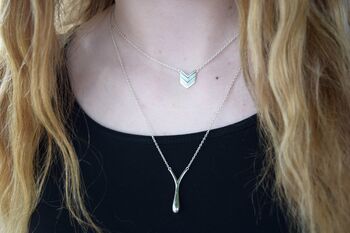 Wishbone Drop Pendant In Silver Or Gold, 9 of 12