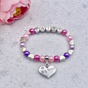 Personalised Best Big Sister Ever Charm Bracelet, Baby Shower Gift, 4 of 11