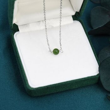 Sterling Silver Jade Bead Necklace, 5 of 12