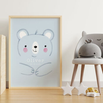 Cute Bear Personalised Name And Date Print, 6 of 10