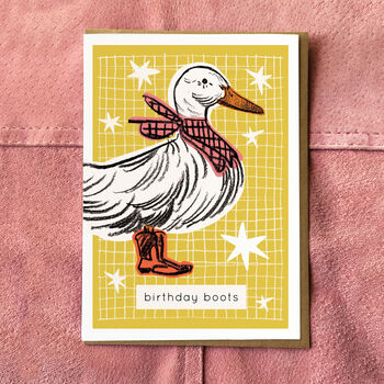 Pink Cowboy Duck Birthday Card, 2 of 4