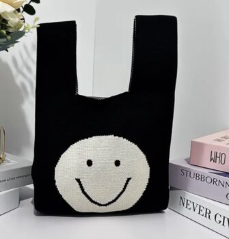 Happy Face Stretchable Woven Fabric Bag, 4 of 7