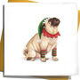 Fawn Pug Elf 'Happy Howlidays ' Christmas Card, thumbnail 1 of 4