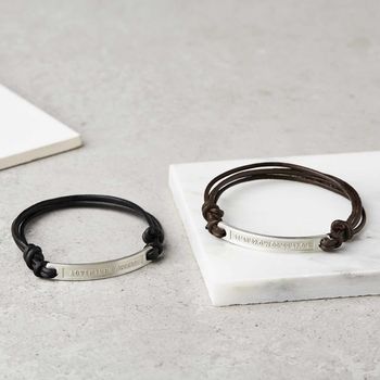 Personalised Sterling Silver And Leather Bracelet, 3 of 6