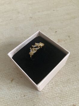 18 K Gold Adjustable Dainty Leaf Ring Silver, 5 of 6