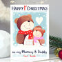 Bear 1st Christmas Card As Mummy Daddy, thumbnail 4 of 9