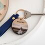 Personalised Round Oak Script Photo Keyring, thumbnail 1 of 5