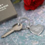 Silver Key Ring Heart Design, thumbnail 1 of 7