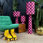 Checkerboard Velvet Lamps In Raspberry Ripple, thumbnail 1 of 7